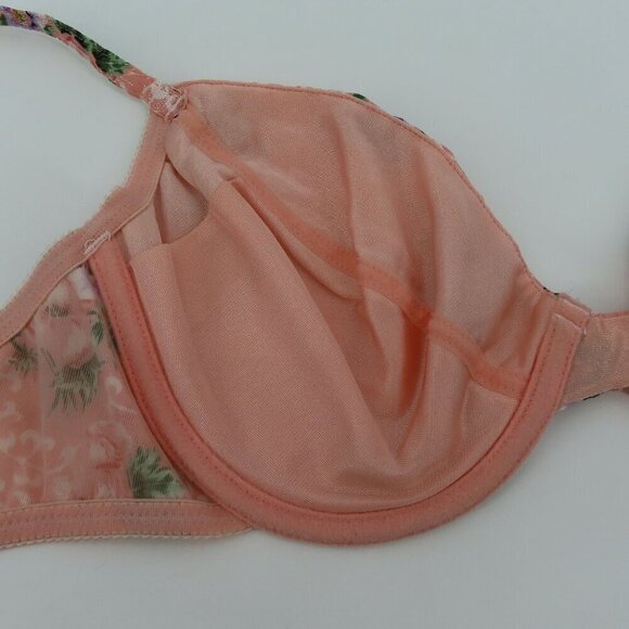 Victorias Secret Gold Label 36C 695 Pink Purple Flower Floral Underwire Bra VTG - Picture 9 of 14